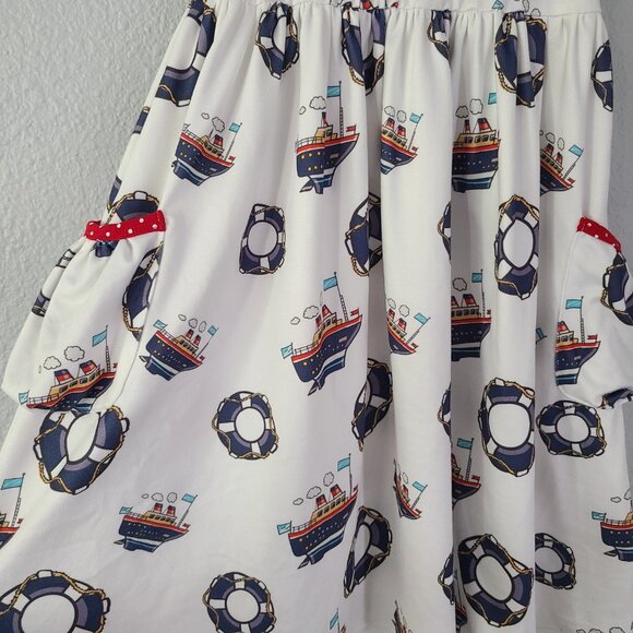 Chris N Missy girls white summer Nautical ships print dress size 7 - Picture 5 of 13